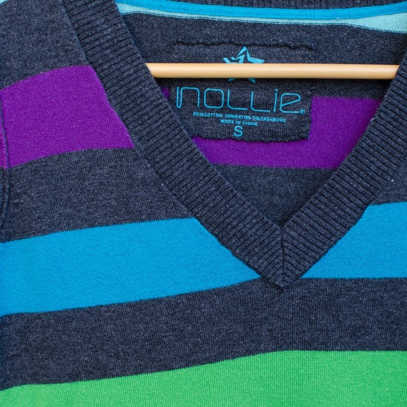 Nollie Multicolor Striped V Neck Sweater - Picture 2 of 5